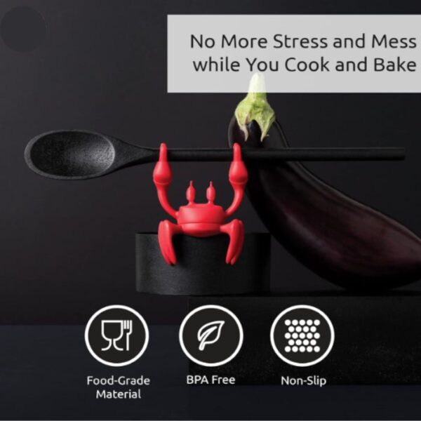Red the Crab Silicone Utensil Rest-Kitchen Gift - Image 3