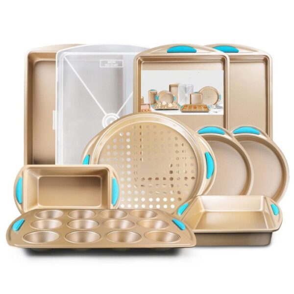 Pan 10 Pcs Nonstick Gold Steel Oven Bakeware