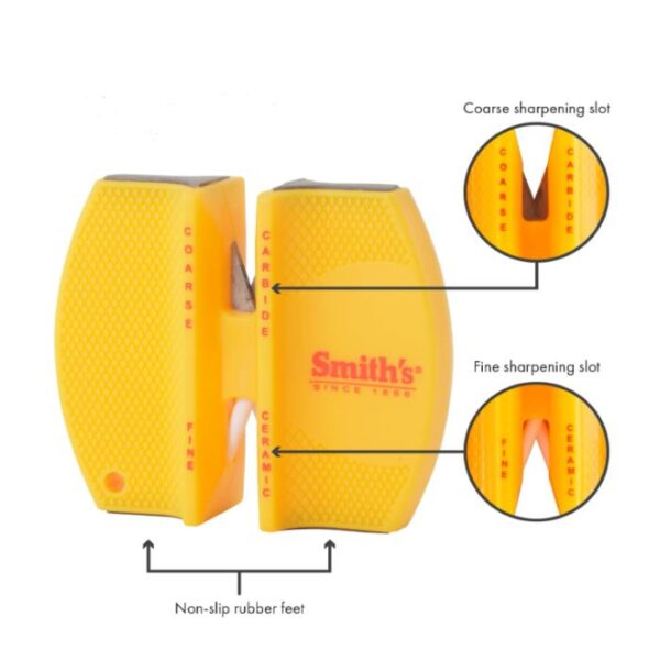 Knife Sharpener Yellow, Preset Coarse & Fine Slots - Image 3