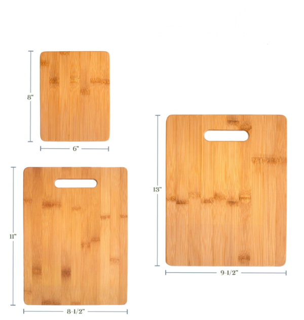 3 Assorted Sizes of Bamboo Wood Cutting Boards - Image 3