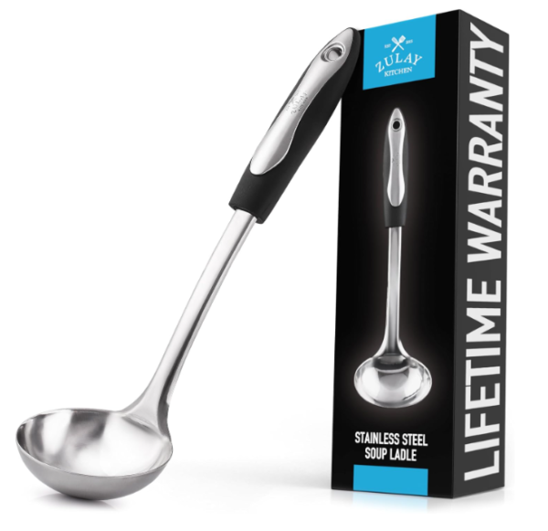 Stainless Steel Soup Ladle Silver Black-12"