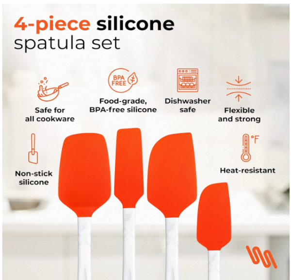 Dishwasher Safe 4 Piece Nonstick Rubber Spatulas - Image 3
