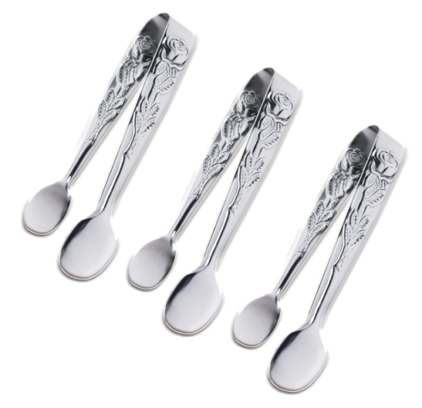 3PCS Mini Rose Stainless Steel Sugar Cube Tongs