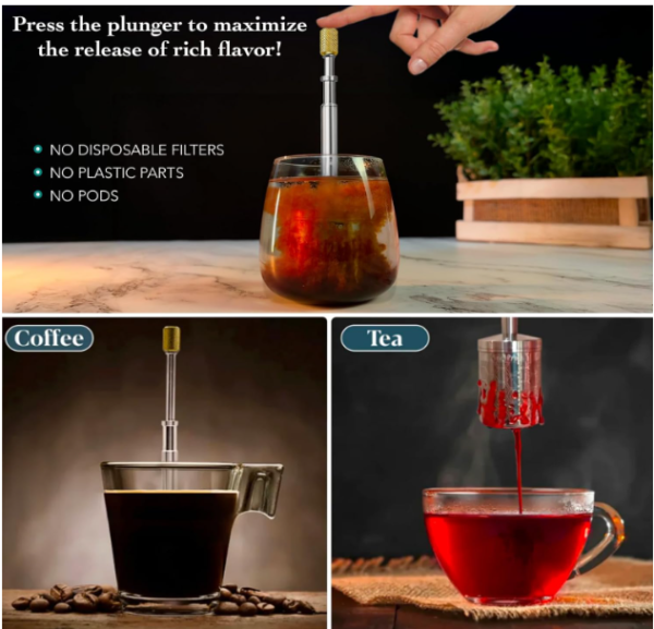Portable Stainless Steel Micro French Press Coffee & Tea Maker - Image 2